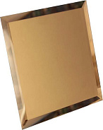 ДСТ (Зеркальная плитка) Квадратная Квадратная зеркальная бронзовая матовая плитка с фацетом 10мм (КЗБм1-04) 300x300