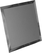 ДСТ (Зеркальная плитка) Квадратная Квадратная зеркальная графитовая матовая плитка с фацетом 10мм (КЗГм1-04) 300x300