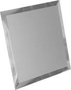 ДСТ (Зеркальная плитка) Квадратная Квадратная зеркальная серебряная матовая плитка с фацетом 10мм (КЗСм1-04) 300x300